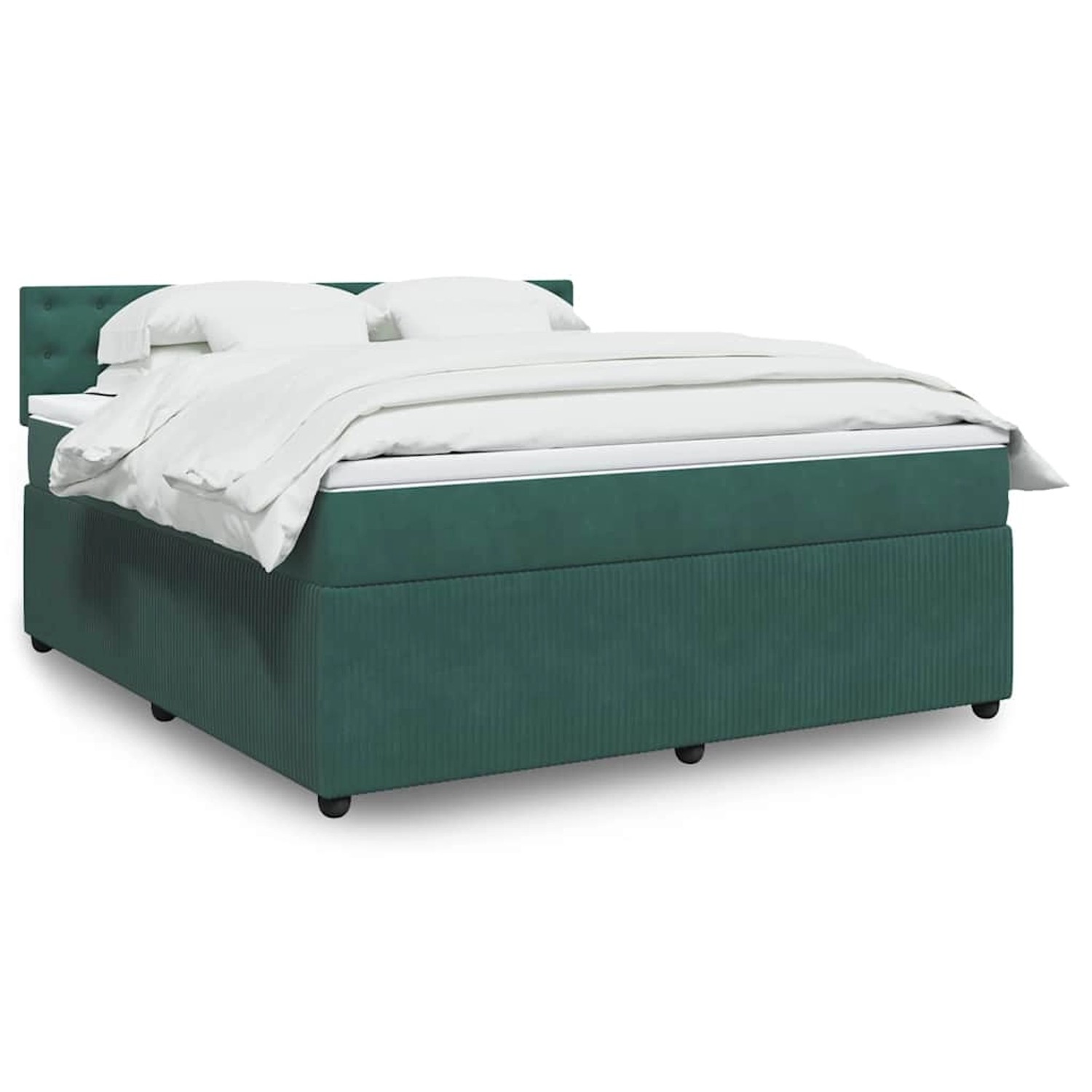 vidaXL Boxspringbett mit Matratze Dunkelgrün 180x200 cm Samt 3290121 günstig online kaufen
