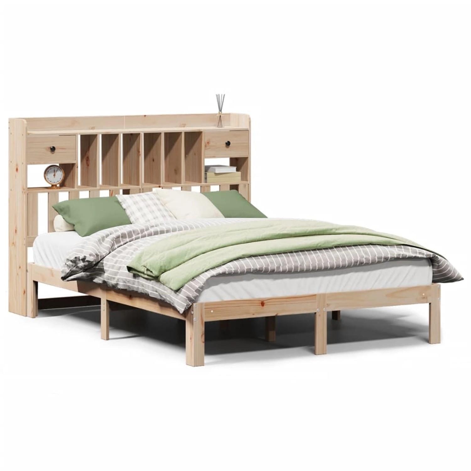 vidaXL Massivholzbett mit Regal ohne Matratze 140x200 cm Kiefer 3322601 günstig online kaufen