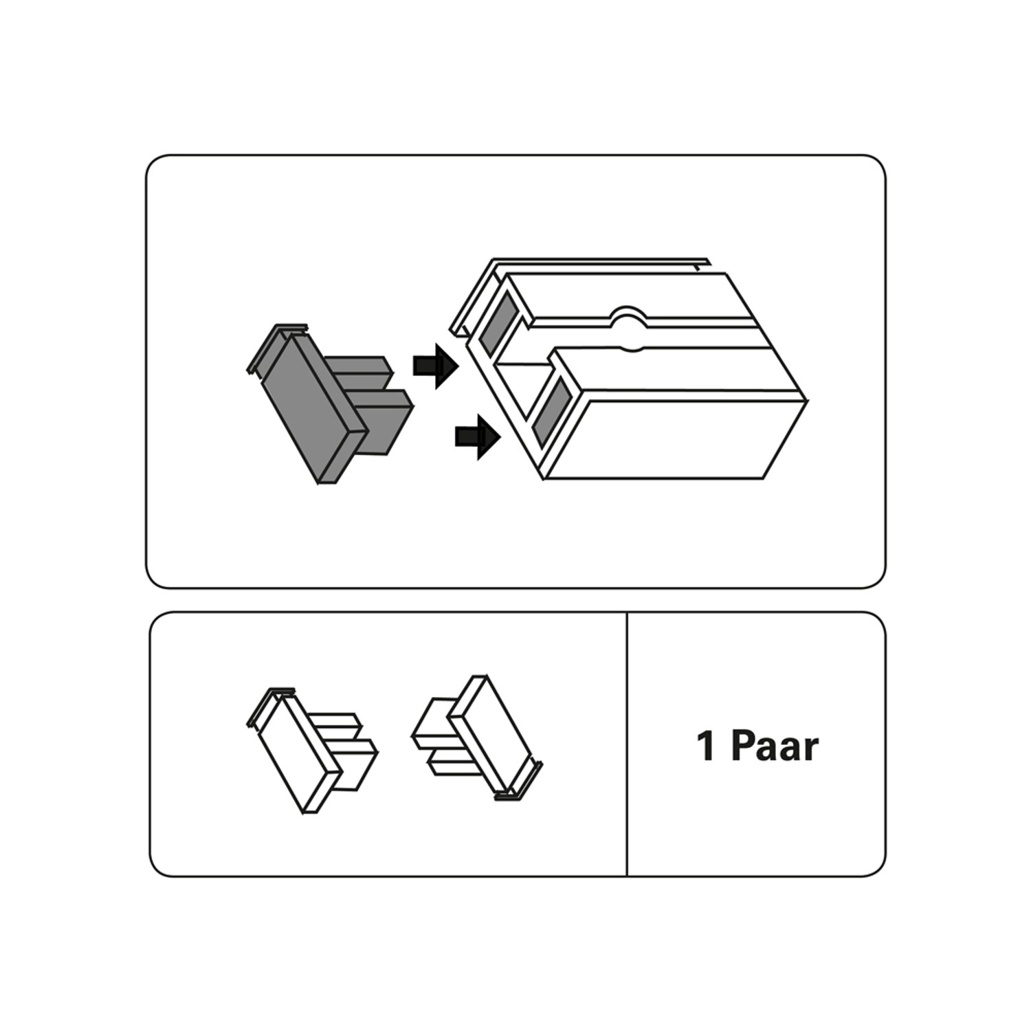 Gardinia Endstücke, 2er-Pack, für 1-läufige Vorhangschiene GE1, weiß.