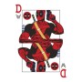Komar Wandbild: Marvel Deadpool als Spielkarte, rot, 50x70 cm. Dekoratives Bild für Comic-Fans.