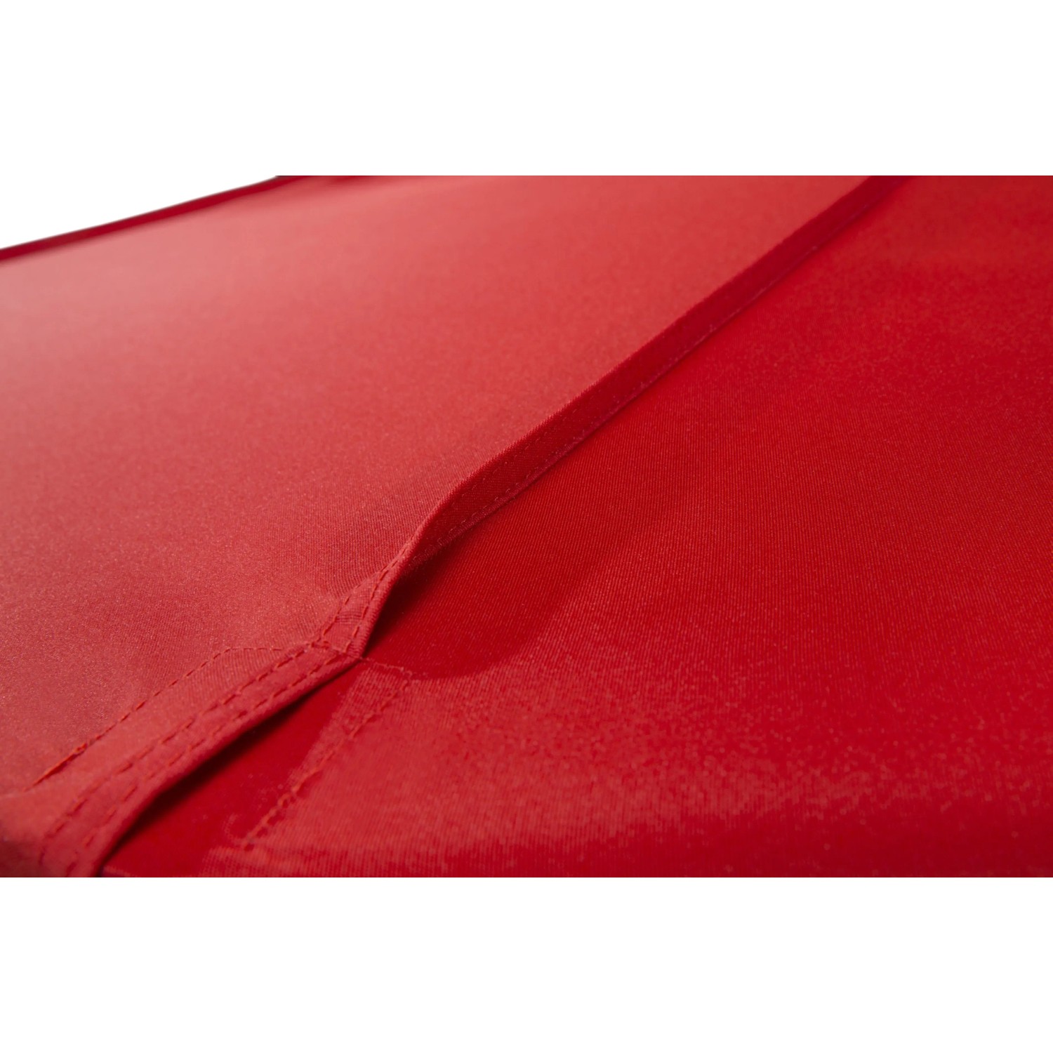Detailaufnahme: Roter Schneider Marktschirm Jumbo, Stoffstruktur und Naht sichtbar.