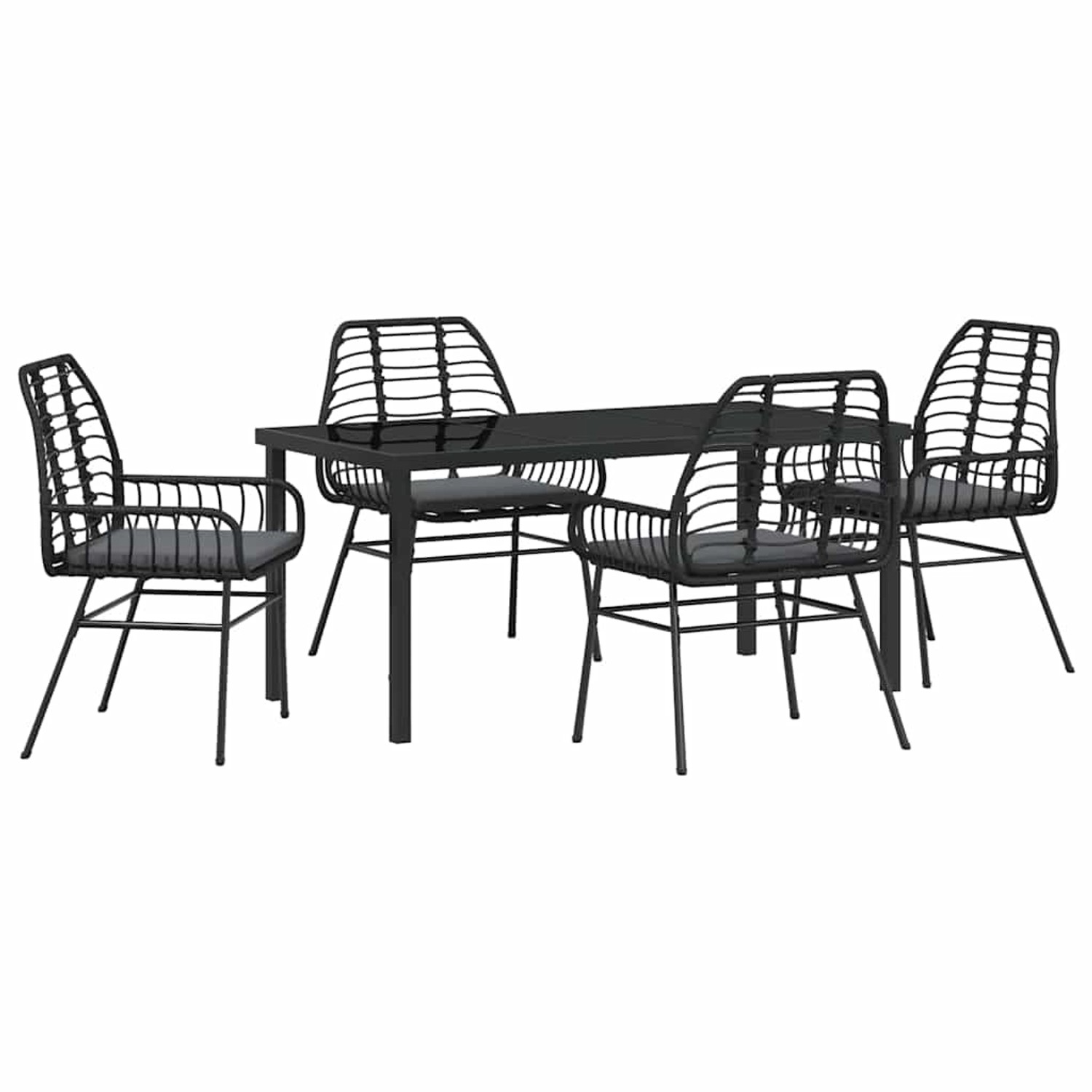 vidaXL Garten Essgruppe 5-Tlg Schwarz Poly Rattan 3380858 günstig online kaufen