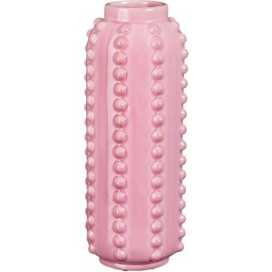 Rosa Mica Decorations Vase Boaz, Ø 11 cm, mit geriffelter Struktur.