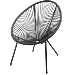 Schwarzer Garden Pleasure Relaxsessel Dalida (2er-Set) mit Stahlgestell und Seilbespannung.