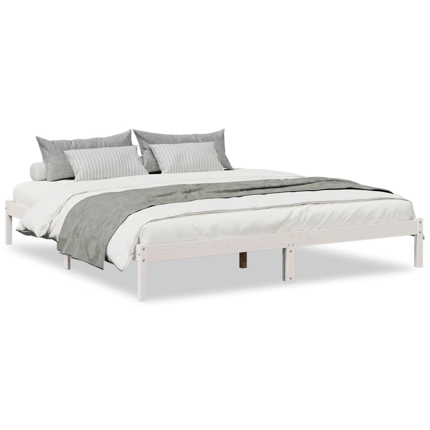 vidaXL Massivholzbett Extra Lang ohne Matratze Weiß 200x220 Kieferholz 8524 günstig online kaufen