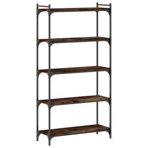 VidaXL Bücherregal mit 5 Böden in Räuchereiche und Metallrahmen.