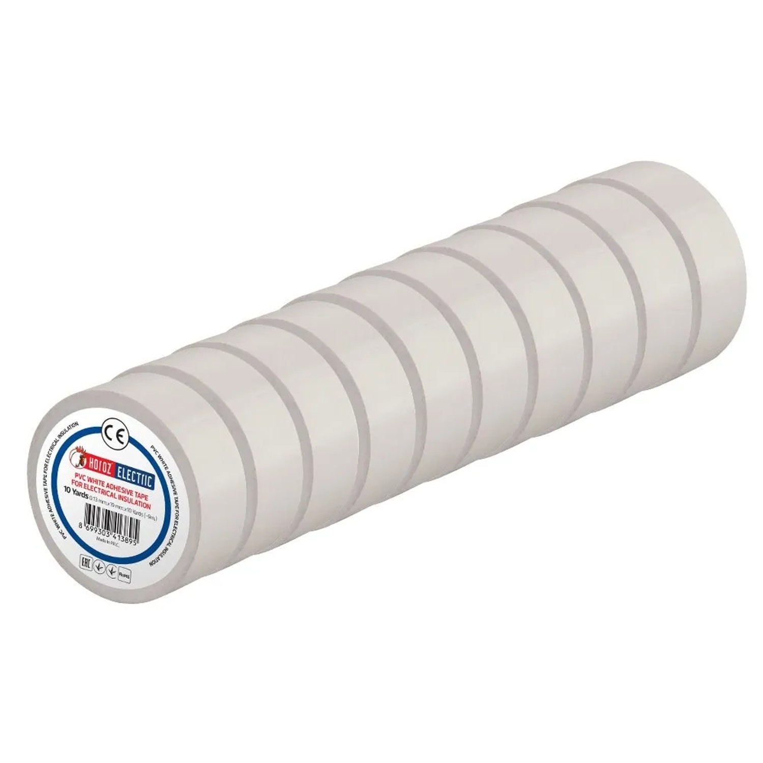 HOROZ Isolierband 19 mm x 9 m PVC Weiß Elektro Isolierklebeband Selbstklebend Stark Haftend 10 Stück