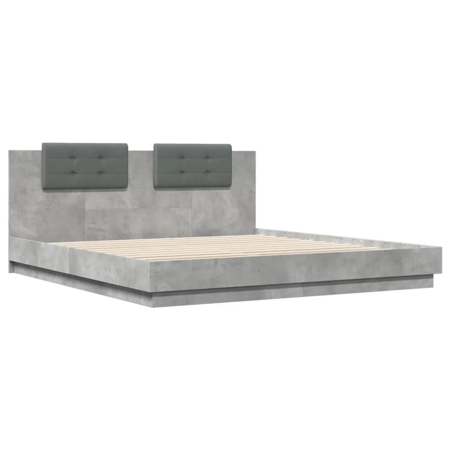 vidaXL Bettgestell mit Kopfteil und LED-Leuchten Betongrau 200x200 cm 32099 günstig online kaufen