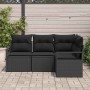 Schwarzes 4-teiliges vidaXL Garten-Sofa-Set aus Poly Rattan für Garten oder Terrasse.