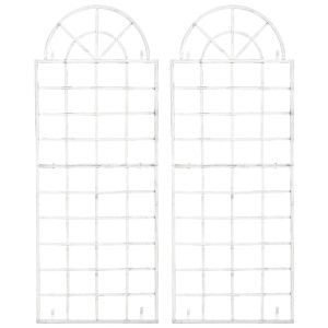 Zwei antik-weiße Metall-Rankgitter GUNNAR mit Bogen für Kletterpflanzen. Ideal als Rankhilfe & Gartendekoration.