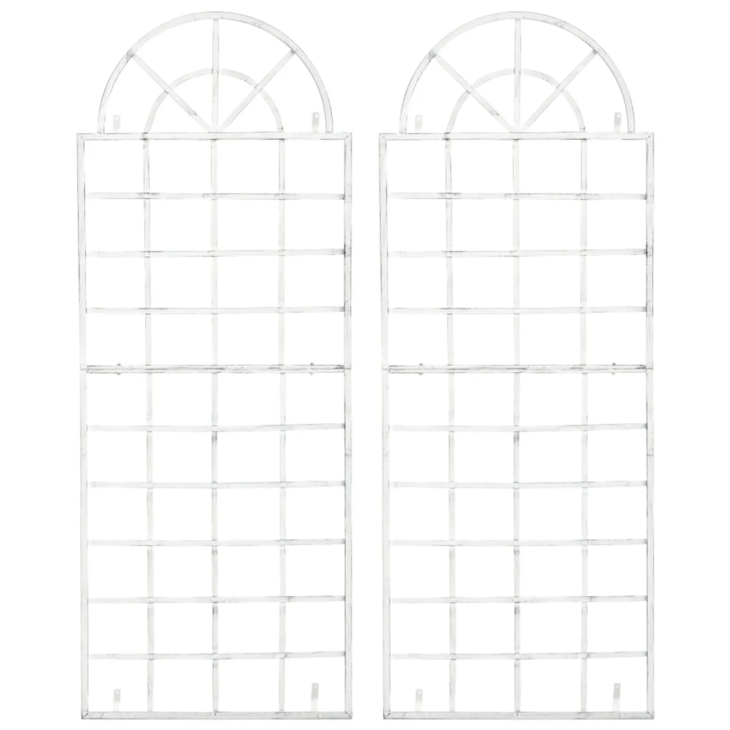 DELUKE Rankgitter GUNNAR 2er Set 70x1x180cm Metall Antik-Weiß Rankhilfe Kletterpflanzen Gartendekoration