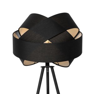 Moderne, schwarze Stoff-Stehlampe QAZQA für Innenräume.