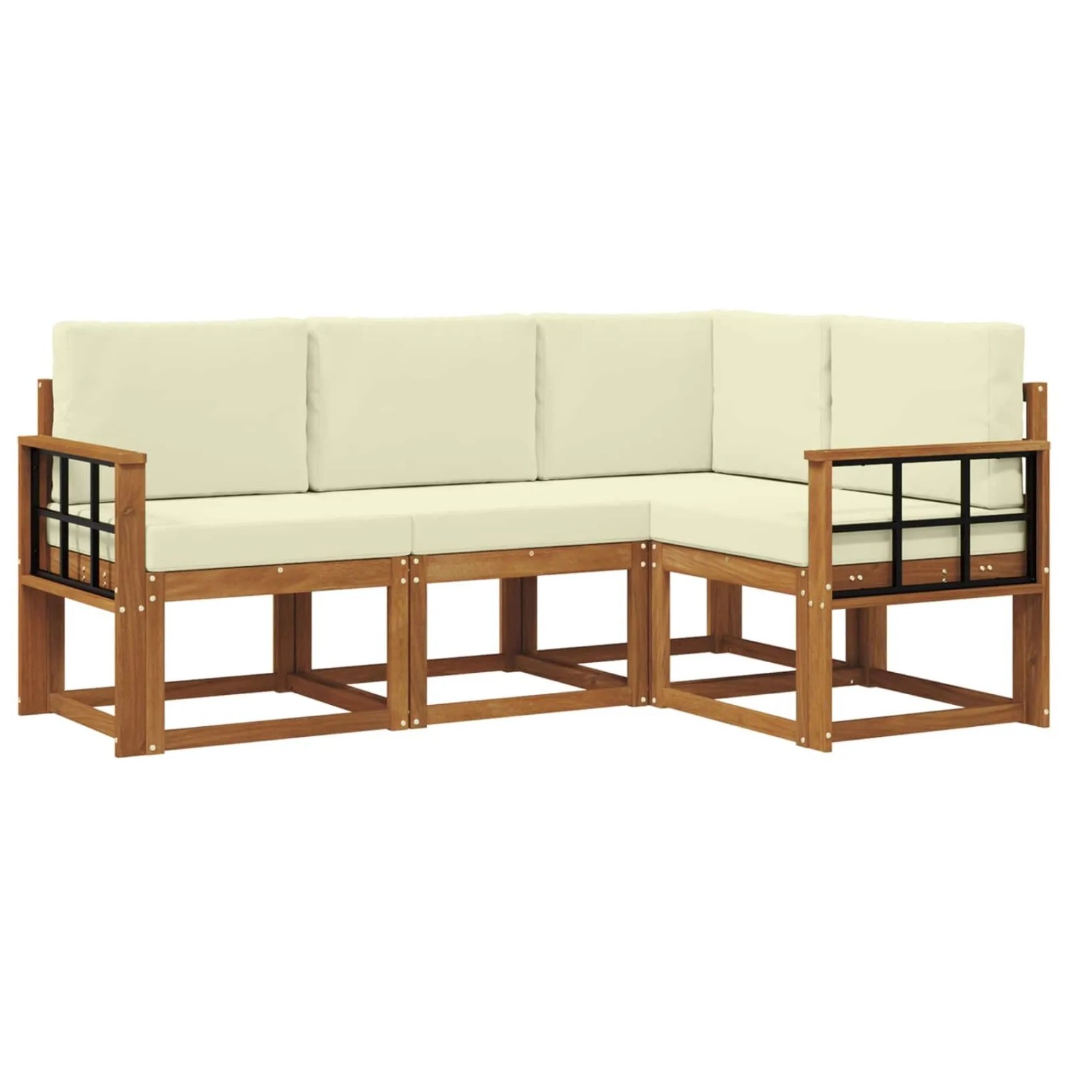 vidaXL Outdoor-Sofagarnitur mit Kissen 4 Stk Natur und Creme 3366333