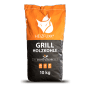 Heizfuxx Grillholzkohle Gastro-Qualität im orange-schwarzen 10kg Sack. Premium Hartholz-Brennstoff für Grills.