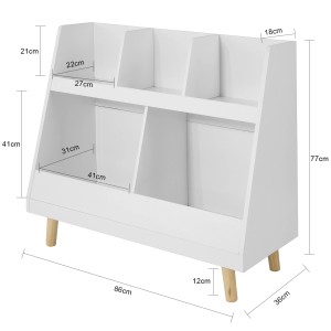 Weißes SoBuy Kinderregal KMB19-W mit 5 Fächern für Bücher und Spielzeug.