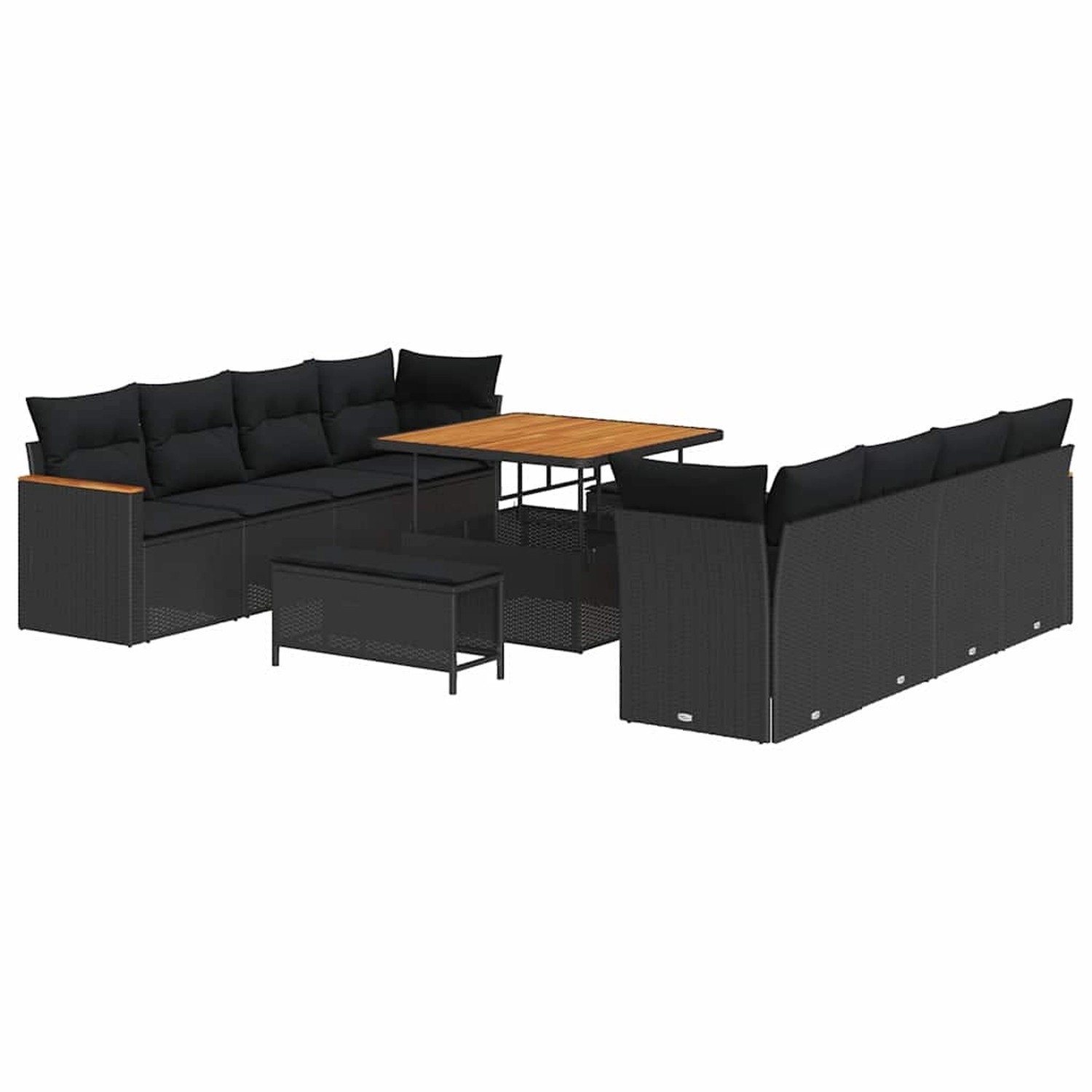 vidaXL Garten-Sofa-Set mit Kissen 11-Tlg Schwarz Poly Rattan 3363024 günstig online kaufen