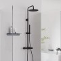 Schütte Aquaduct Überkopf-Brauseset mit Thermostat, Schwarz Matt. Regendusche und Handbrause.