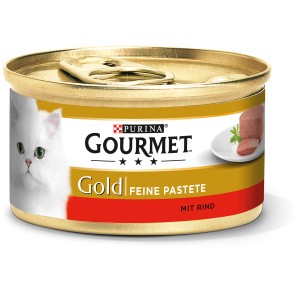 Katzenfutter: Gourmet Gold Feine Pastete mit Rind, 85g Dose. Spezialfutter für Feinschmecker.