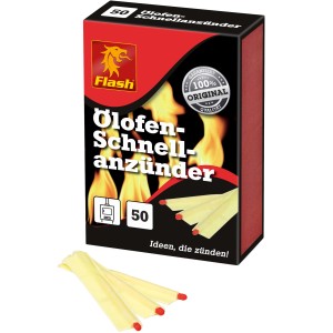 Flash Ölofenanzünder 50er: Streichholz-ähnliche Anzünder für Ölöfen, sicher und einfach zu verwenden.