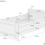 Maßzeichnung Erst-Holz Seniorenbett 100x200 cm aus Kiefer Massivholz. Detaillierte Abmessungen des Einzelbetts.