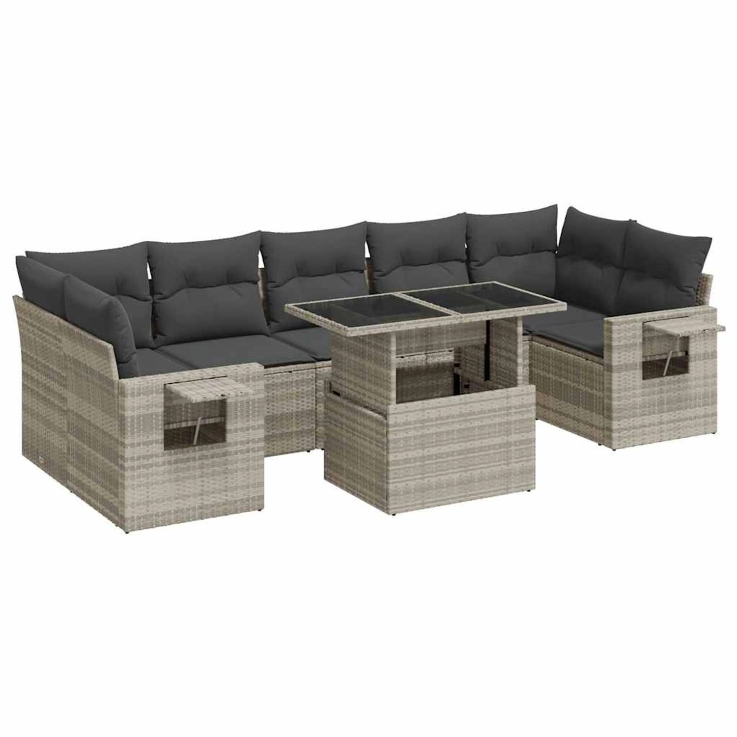 vidaXL 8-Tlg Garten-Sofagarnitur mit Kissen Hellgrau Poly Rattan 3326443 günstig online kaufen