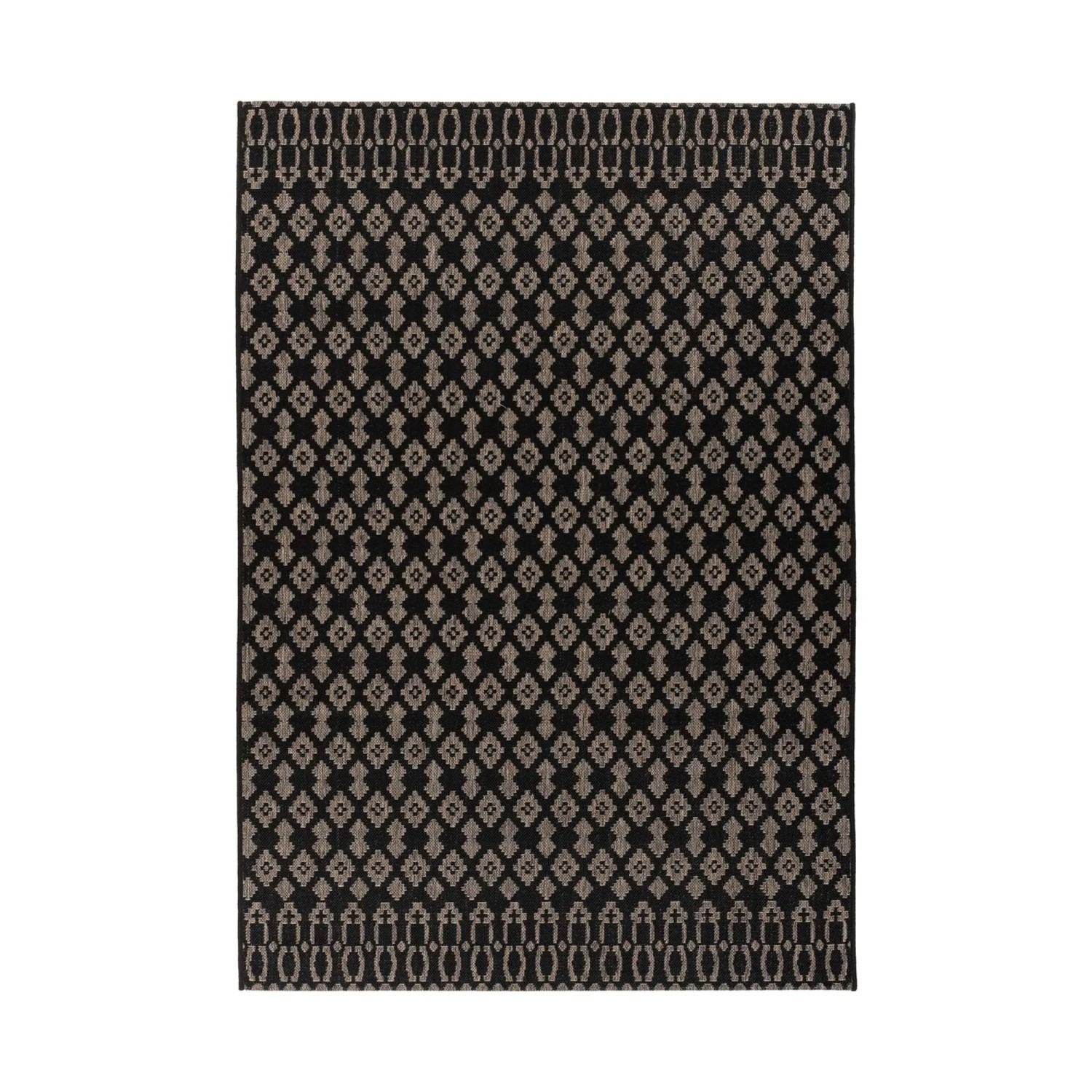 MeGusta Outdoorteppich Modern Anthrazit Schwarz Flachflorteppich 120 x 170 cm