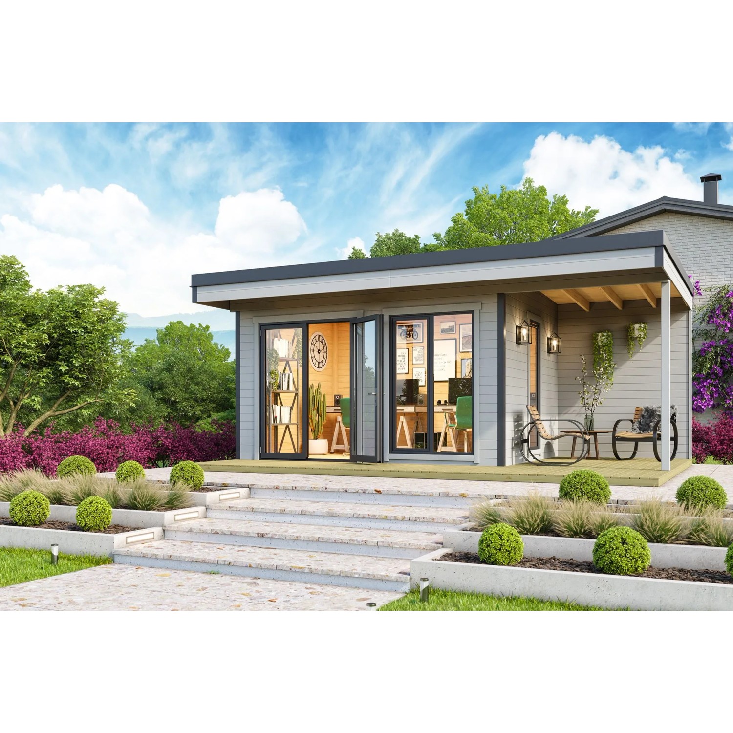 Lasita Gartenhaus Domeo 7 Lichtgrau 400 cm x 300 cm