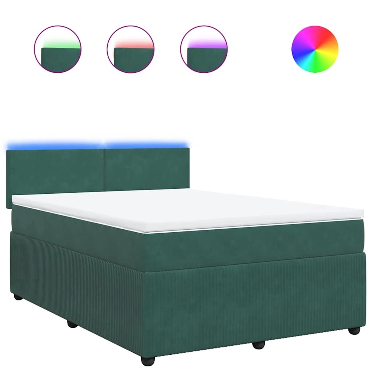 vidaXL Boxspringbett mit Matratze Dunkelgrün 160x200 cm Samt 3290079 günstig online kaufen