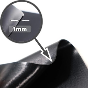 Schwarze Aquagart Teichfolie aus PVC, 1 mm stark, Detailansicht der Materialstärke.