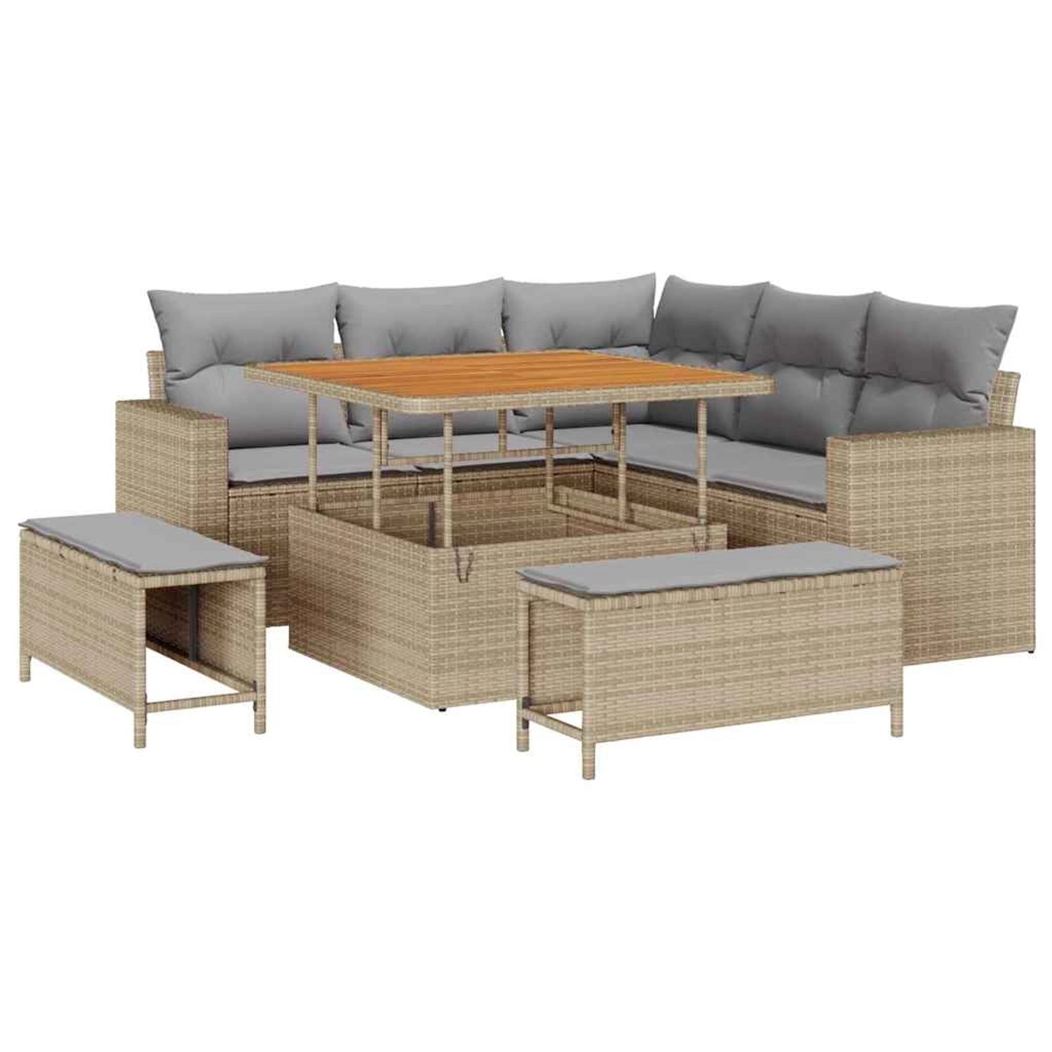 vidaXL Garten-Sofa-Set 8-Tlg Beige Poly Rattan 3361607 günstig online kaufen