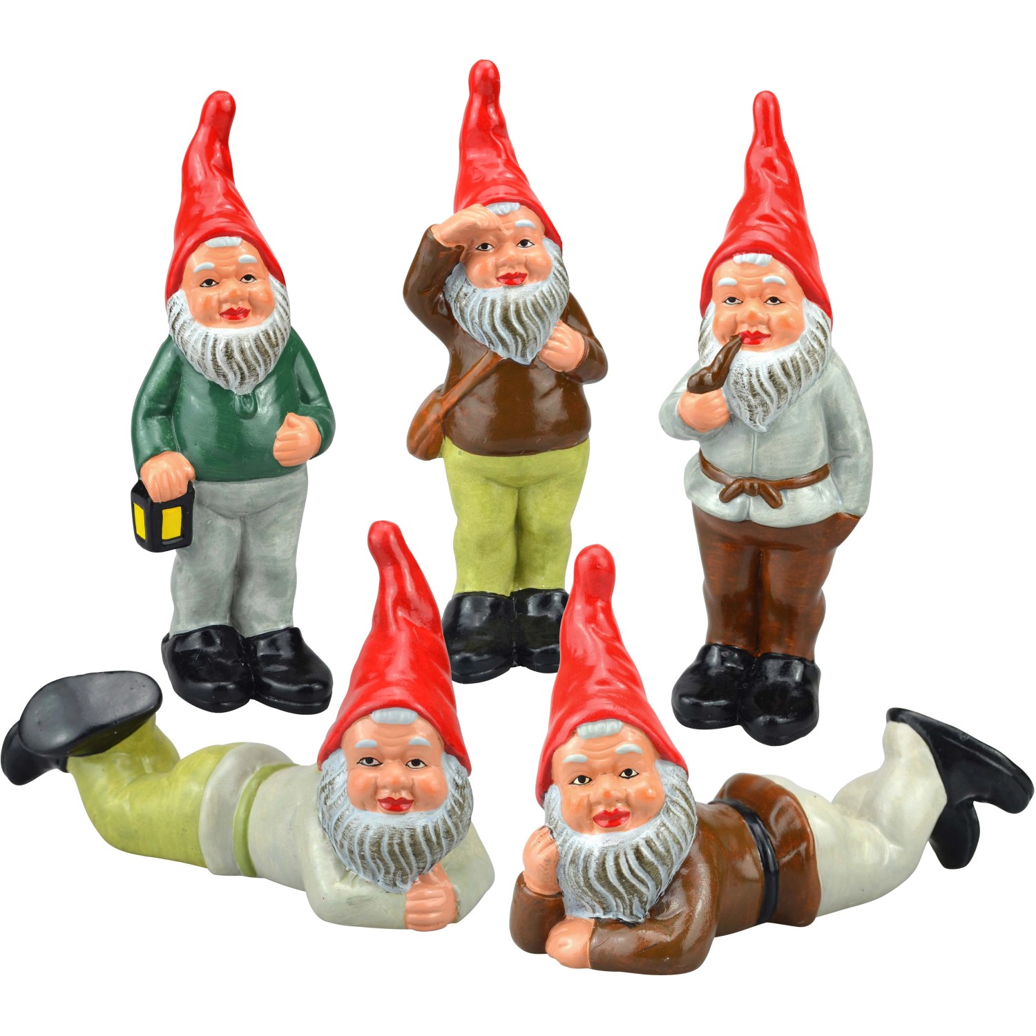 Heissner Gartenzwerg-Gruppe Waldmänner 5 Stück
