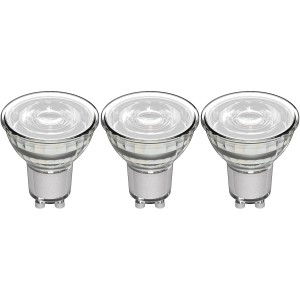 Drei GU10 LED Spots MR16, 4W, für energiesparende Beleuchtung im Wohnbereich.