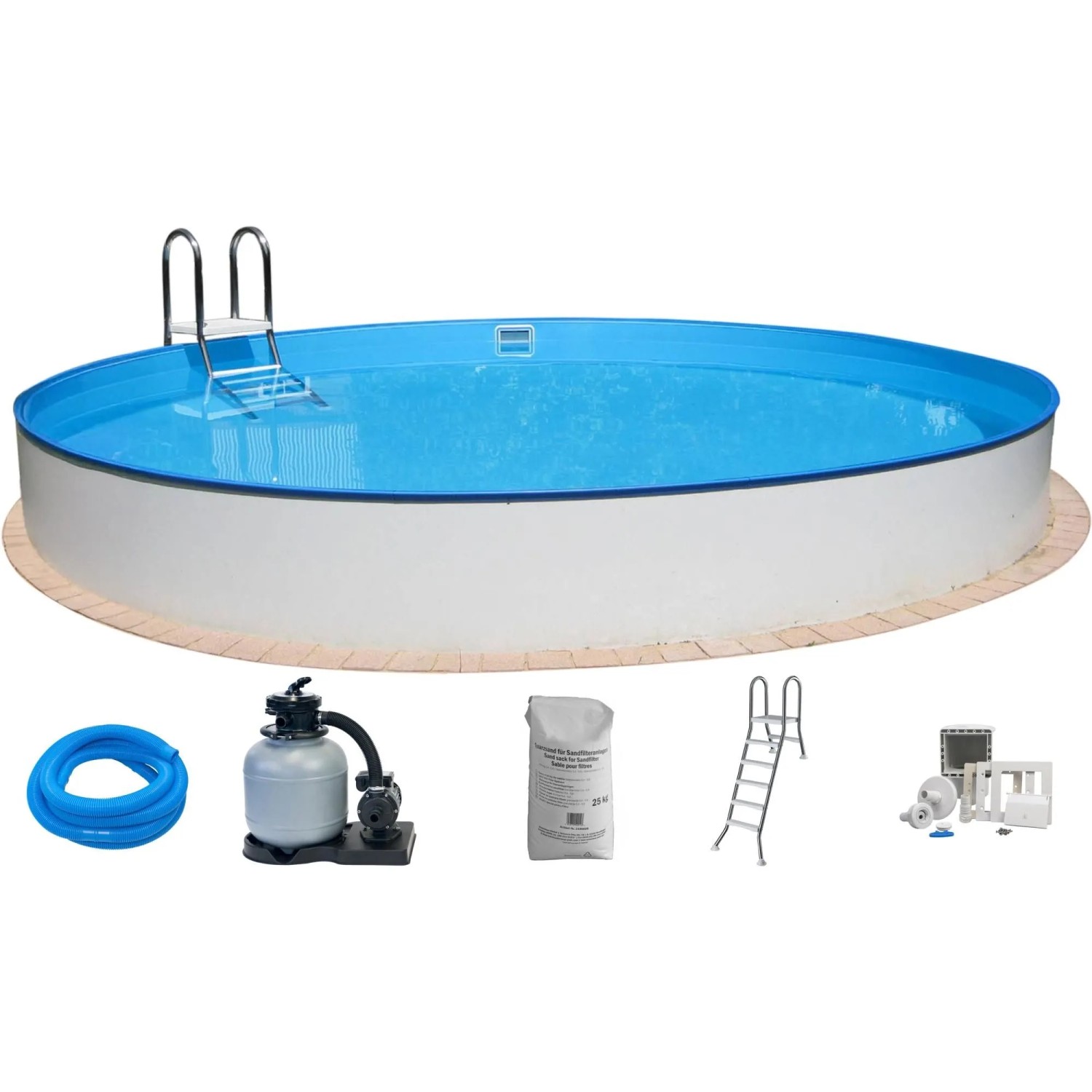 Summer Fun Stahlwand Pool-Set BORNEO Halbhoch-Einbaub. Ø 500 x 120cm