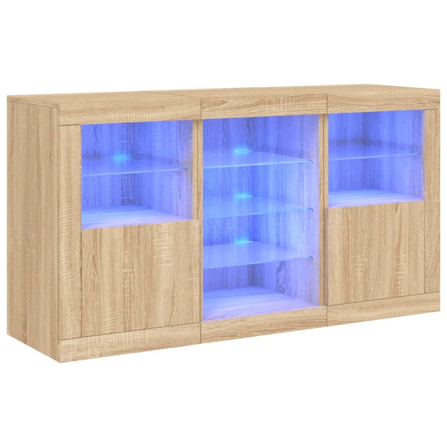 vidaXL Sideboard mit LED-Leuchten Sonoma-Eiche 123x37x67 cm 3209081 günstig online kaufen