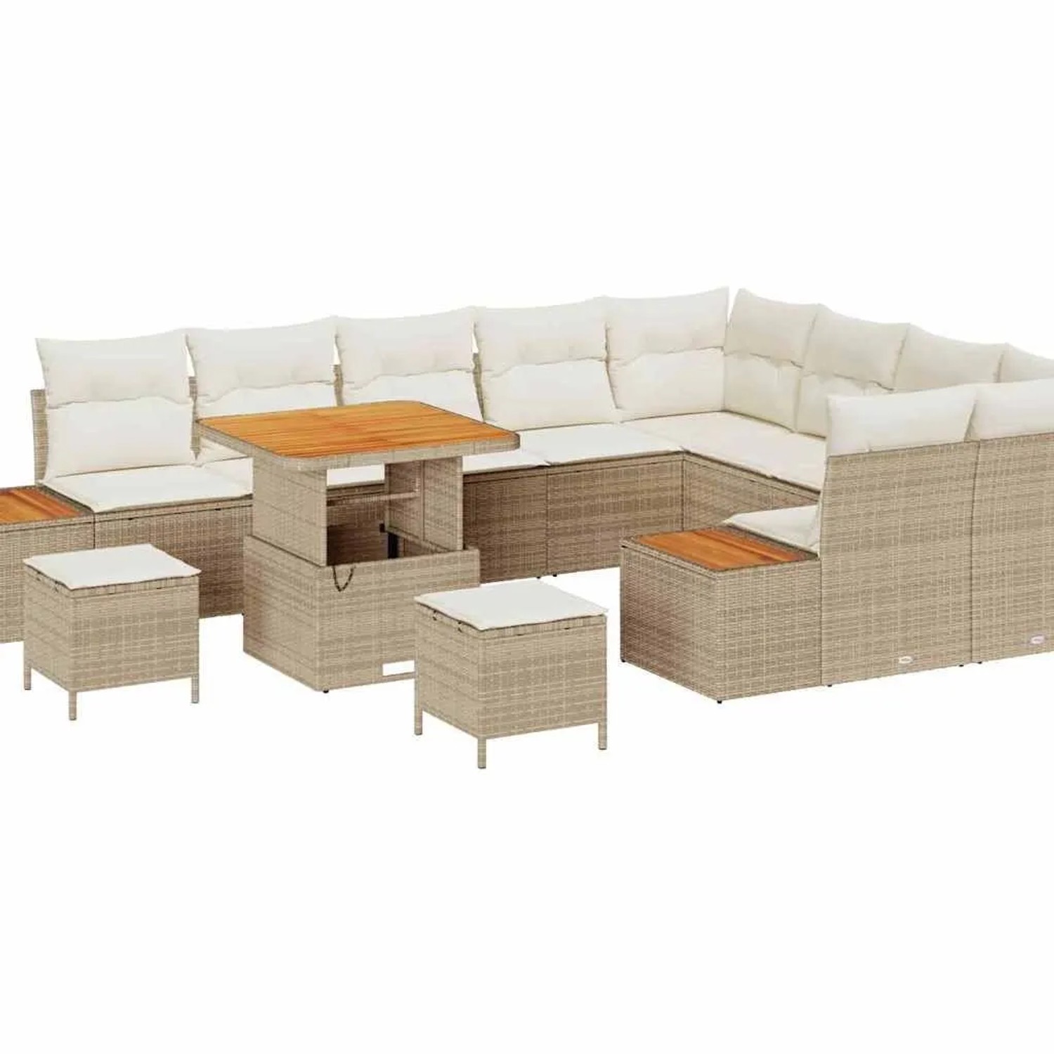 vidaXL Gartensofa-Set mit Kissen mit Speicher 12 Stk Beige Poly Rattan 3364 günstig online kaufen