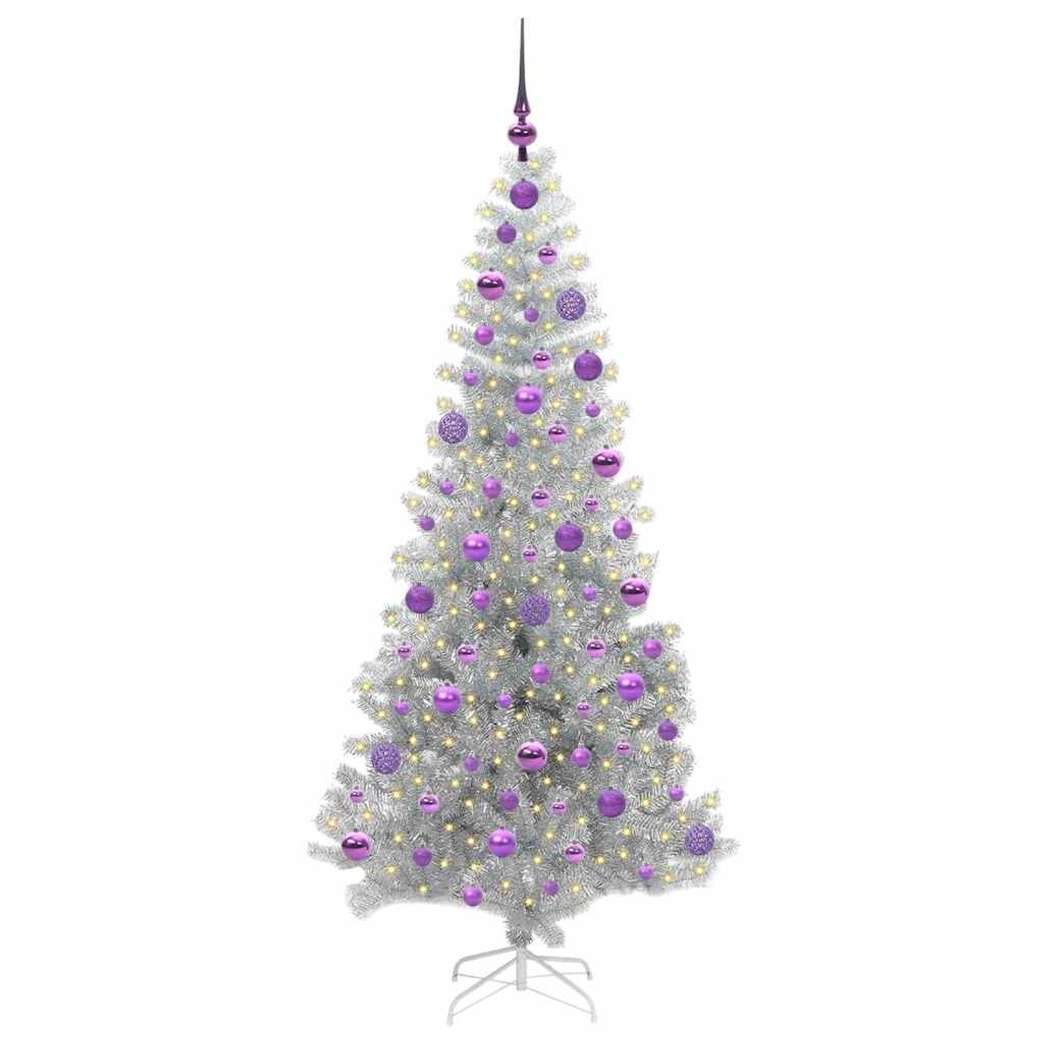 vidaXL Weihnachtsbaum mit 300 LEDs mit Ständer Silber 180 cm PET 3396680