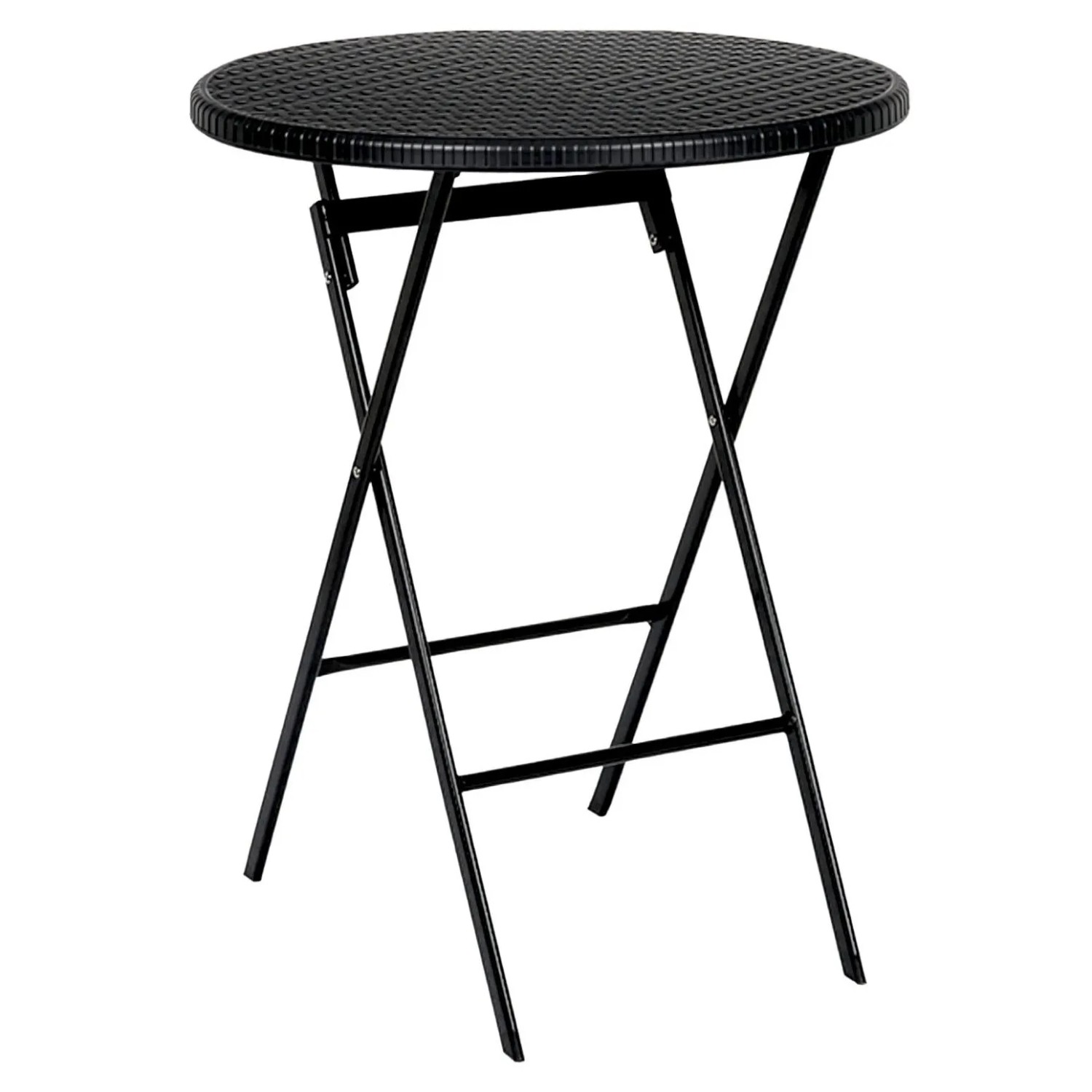 Floordirekt Gartentisch Toyama Klapptisch Rattan-Optik Wetterfest Schwarz Rund Ø 60 cm