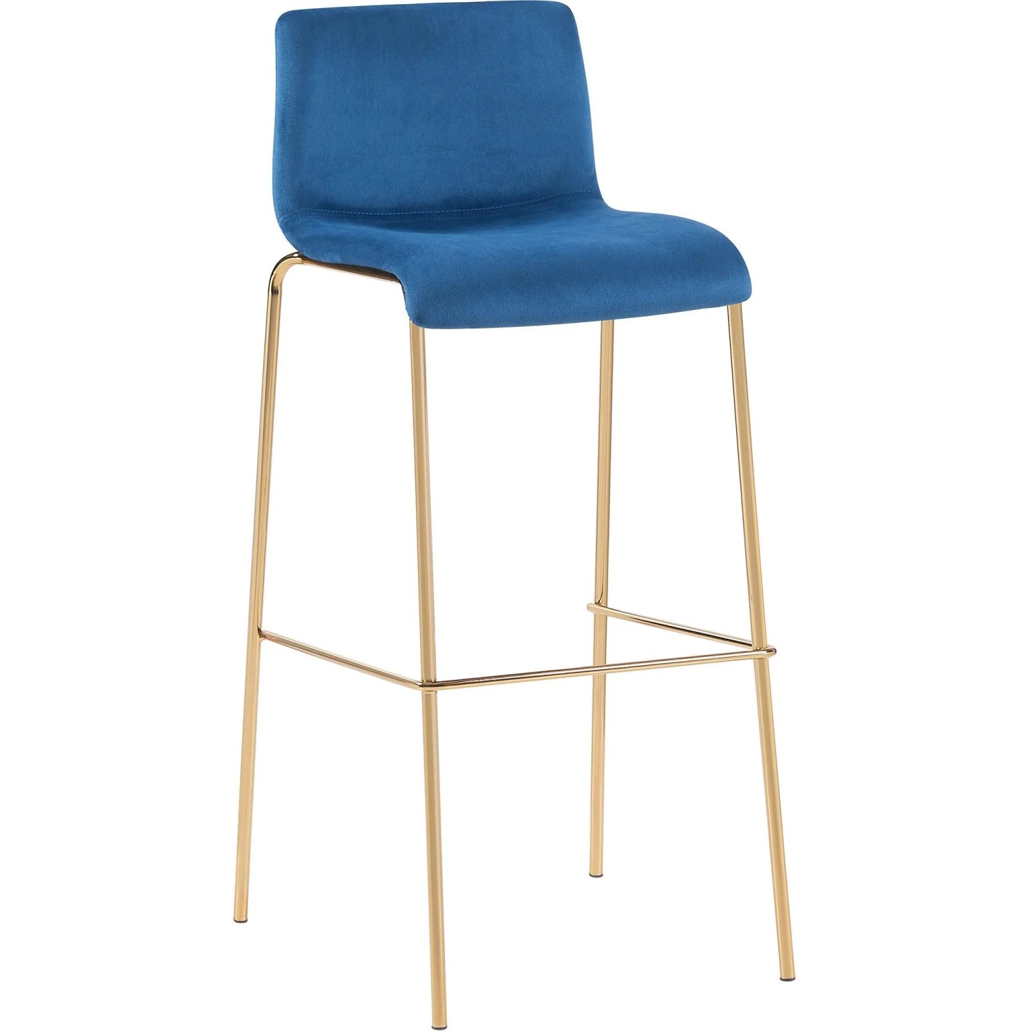 DELUKE Barhocker TENAR Samt Blau 43x48x100cm Gold Barstuhl Mit Lehne Tresenhocker Tresenstuhl