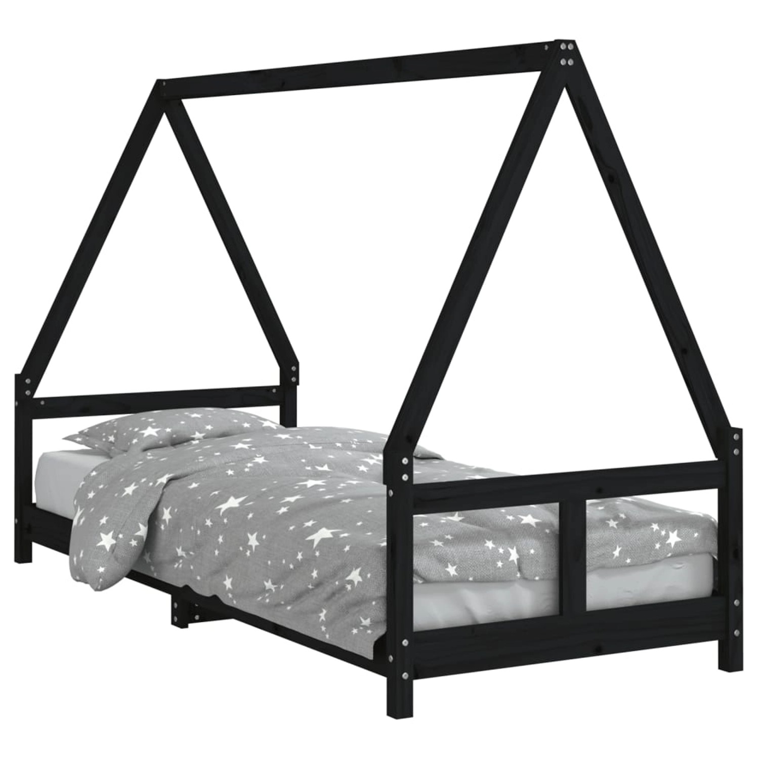 vidaXL Kinderbett Schwarz 80x200 cm Massivholz Kiefer 834452 günstig online kaufen