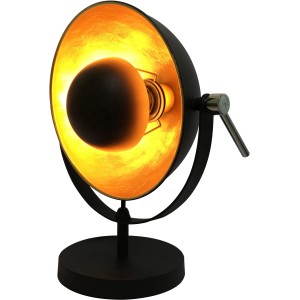 Globo Tischleuchte XIRENA, Chrom/Schwarz, mit goldenem Reflektor. Design-Tischlampe.