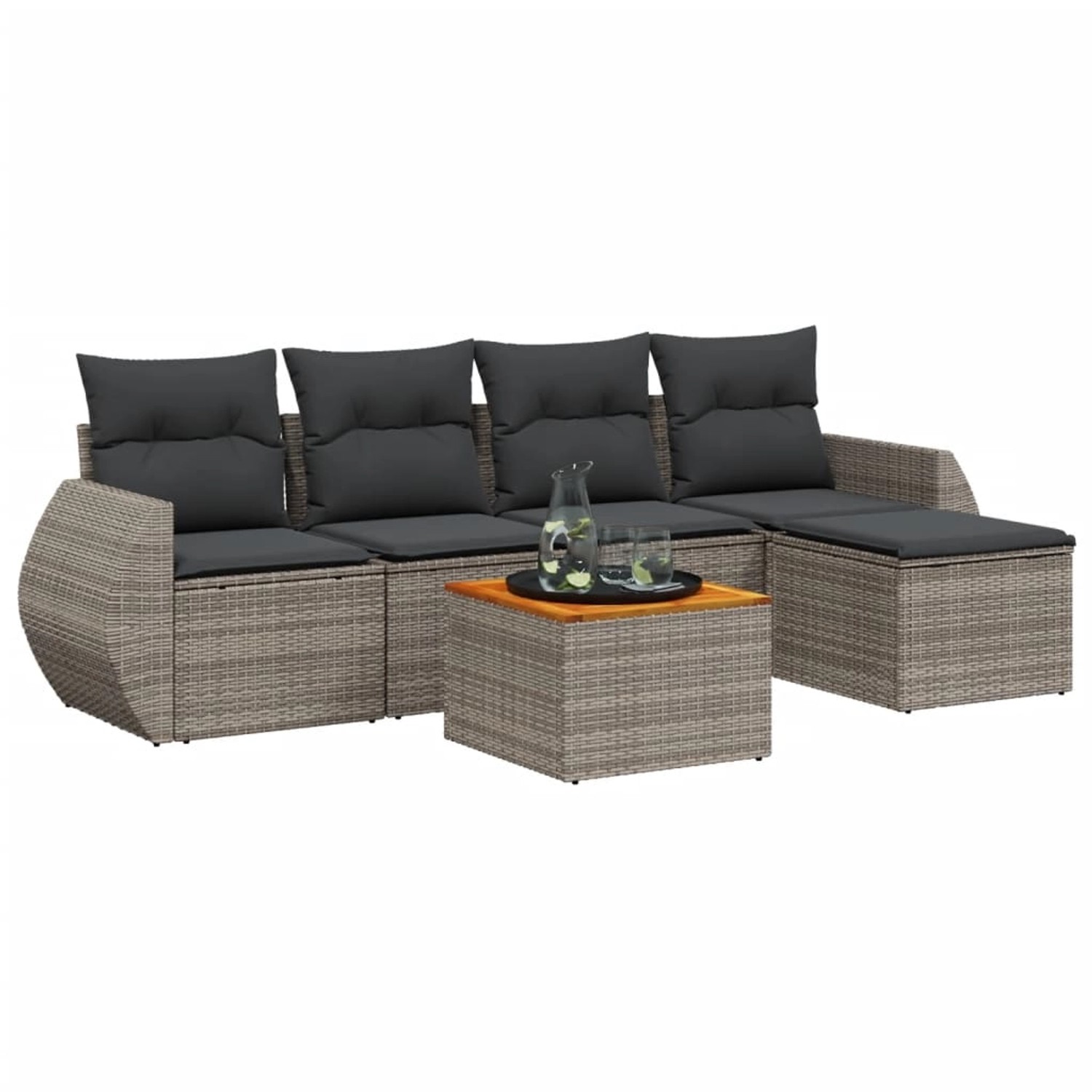 vidaXL 6-Tlg Garten-Sofagarnitur mit Kissen Grau Poly Rattan 3257313 günstig online kaufen