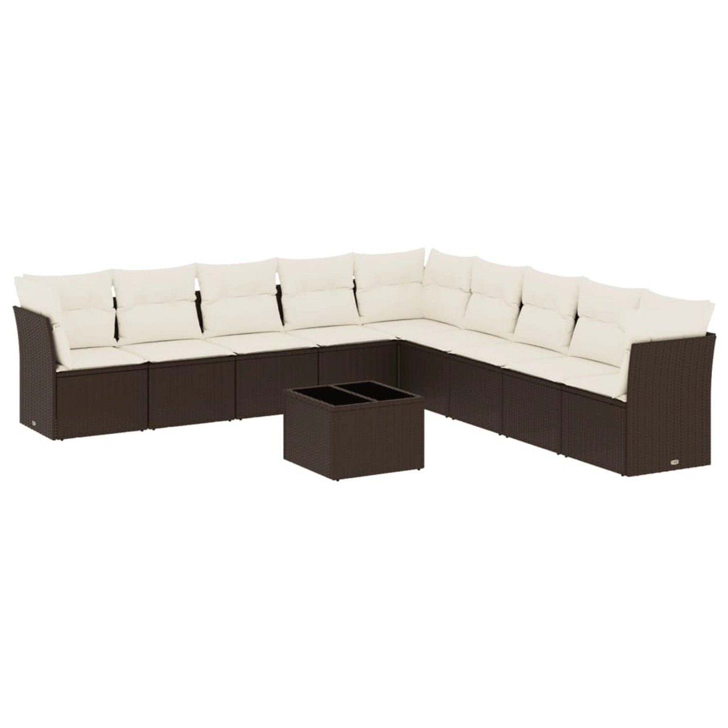 vidaXL 10-Tlg Garten-Sofagarnitur mit Kissen Braun Poly Rattan 3217793 günstig online kaufen