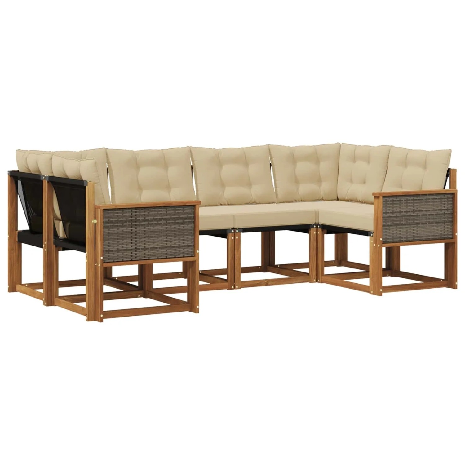 vidaXL Outdoor-Sofagarnitur mit Kissen 6 Stk Natur und Beige 3382173