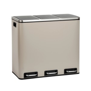 Svita TM3X18 Mülleimer, 54L, taupe, mit drei Fächern zur Mülltrennung.