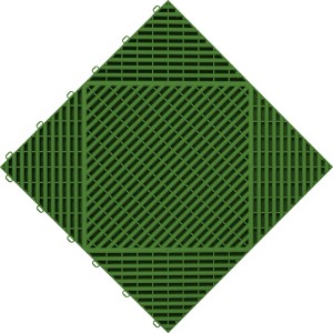 Grüne Florco Kunststoff-Klickfliese classic, 40x40 cm, mit offenem Gittermuster. Ideal für Balkon & Terrasse.