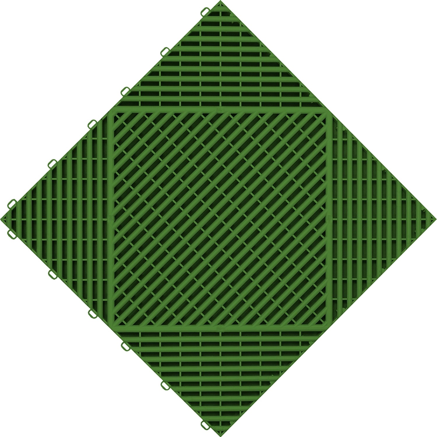 Grüne Florco Kunststoff-Klickfliese classic, 40x40 cm, mit offenem Gittermuster. Ideal für Balkon & Terrasse.