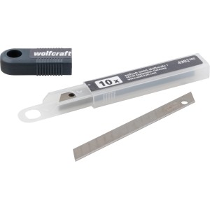 wolfcraft Abbrechklingen 9 mm, 5 Stück im Set mit Aufbewahrungsbox für Messer.