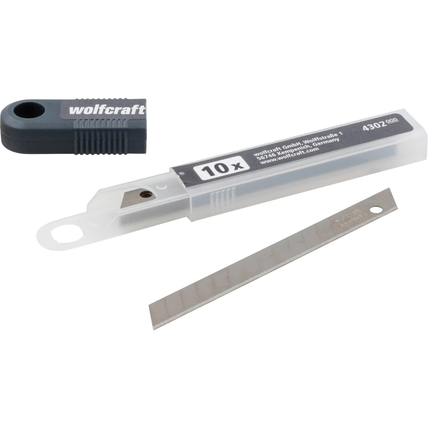 wolfcraft Abbrechklingen 9 mm, 5 Stück im Set mit Aufbewahrungsbox für Messer.