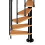 Dolle Spindeltreppe Calgary, Ø 140 cm, anthrazitfarbene Metallelemente und Holzstufen.