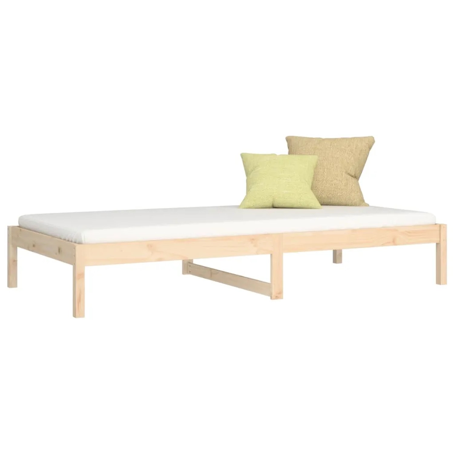 vidaXL Tagesbett 90x200 cm aus Kiefernholz mit Matratze und Kissen.